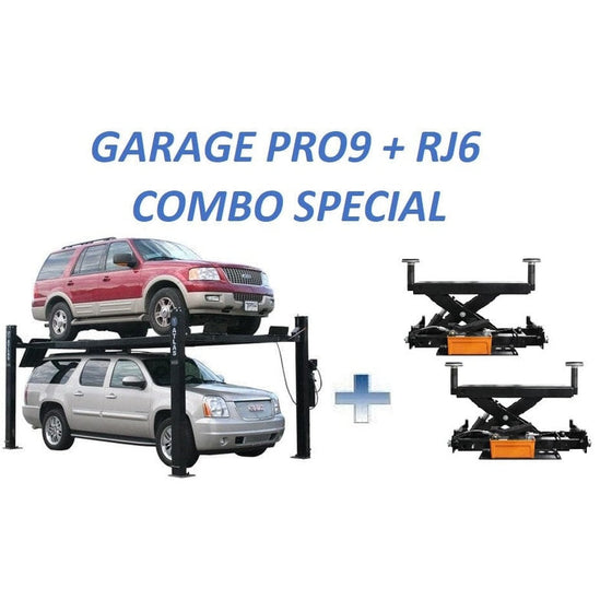 Atlas PRO9000 four-post lift and rolling jacks combo