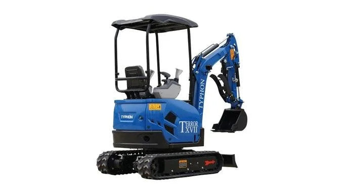 2025 3800 lb TYPHON TERROR XVII Mini Excavator Rubber Track with Kubota D902 Die